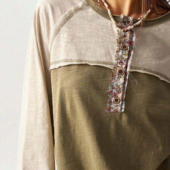 multicolor Casual Women's Boho Loose Fit flared sleeve top - Picture 7 of 8